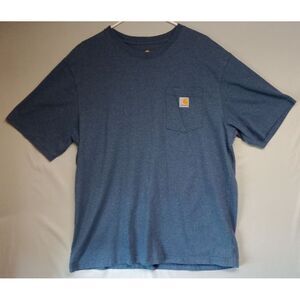 Carhartt T Shirt Mens XL Blue Pocket K87 Logo Basic Heavyweight Loose Fi…